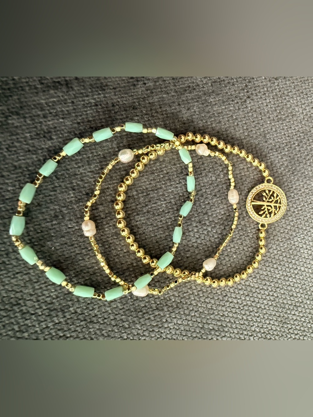 Gold Tree of Life Stretch Bracelet Set